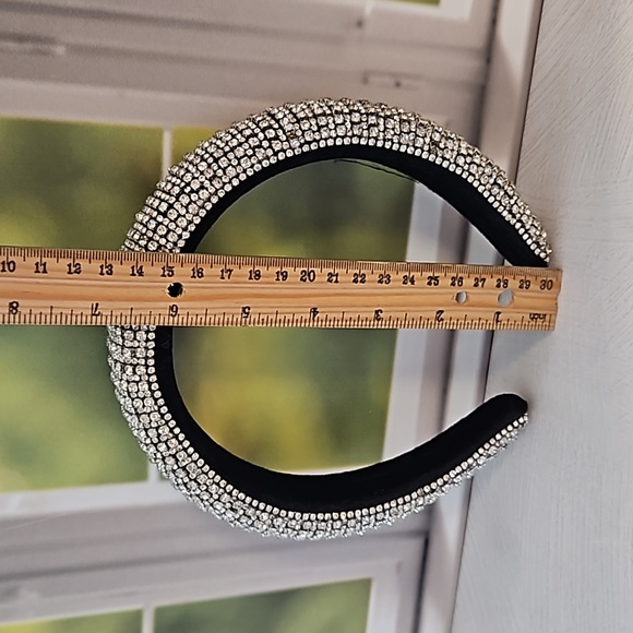 Clear rhinestone covered velvety cushion headband EUC prom wedding tiara cosplay - Picture 3 of 8